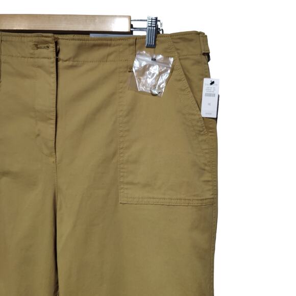 NWT Talbots Women's Sz 16 Khaki High Waist Patch Pocket Crop Pants Straight Leg - Picture 2 of 6